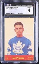 1955-56 Parkhurst #24 Joe Primeau Toronto Maple Leafs - CGC 4 VG/Ex 