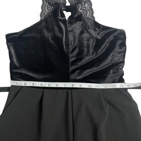 Spence Jumpsuit Womens 10 Black Velvet Keyhole Halter Lace Back Belted Straight