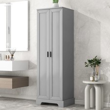 Tall Bathroom Storage Cabinet Adjustable Shelves Freestanding Grey