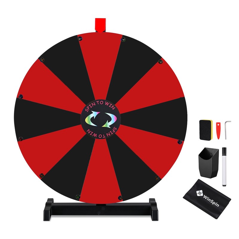 WinSpin 24" Pop Up Display Tabletop Prize Wheel Black & Red for Outdoor Events