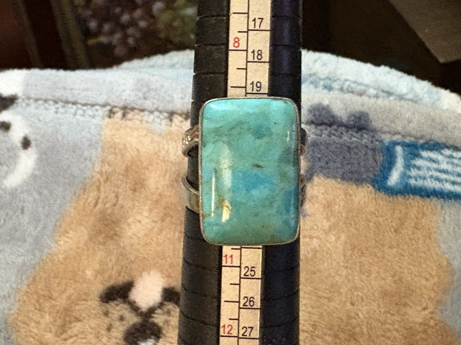 Rectangular-Shaped Turquoise Ring Silver (925) De… - image 5