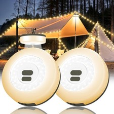2Pack 32.8FT LED Camping String Lights Rechargeable Portable Tent Lantern Warm