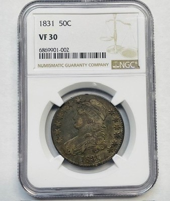 世界最高鑑定　Toppop 極美　NGC-64BN　大正8（1919）　五厘銅貨 1831 Capped Bust Half Dollar NGC Certified VF 30 Wonderful