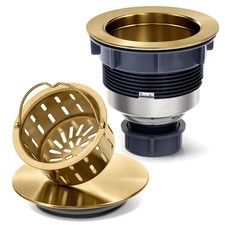 3-1/2'' Kitchen Sink Drain Assembly Kit,Brass-Finish Sink Drain Strainer with...