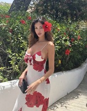 ZARA NWT 129 WOMAN SS25 FLORAL PRINT LONG DRESS WHITE / RED  3334/316