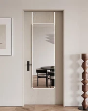 Rounded Rectangle Over-The-Door Mirror - Full Length Shatterproof Glass & Alu...
