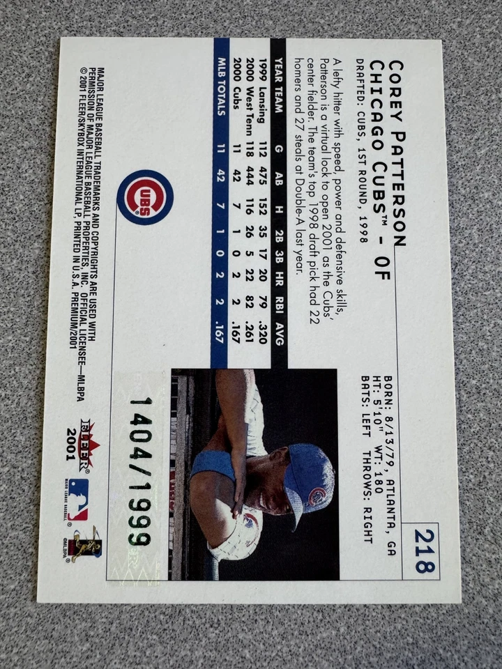 2001 Fleer Premium Vernon Wells Premium Prospects Rookie Card /1999 #217 - Image 2 of 2