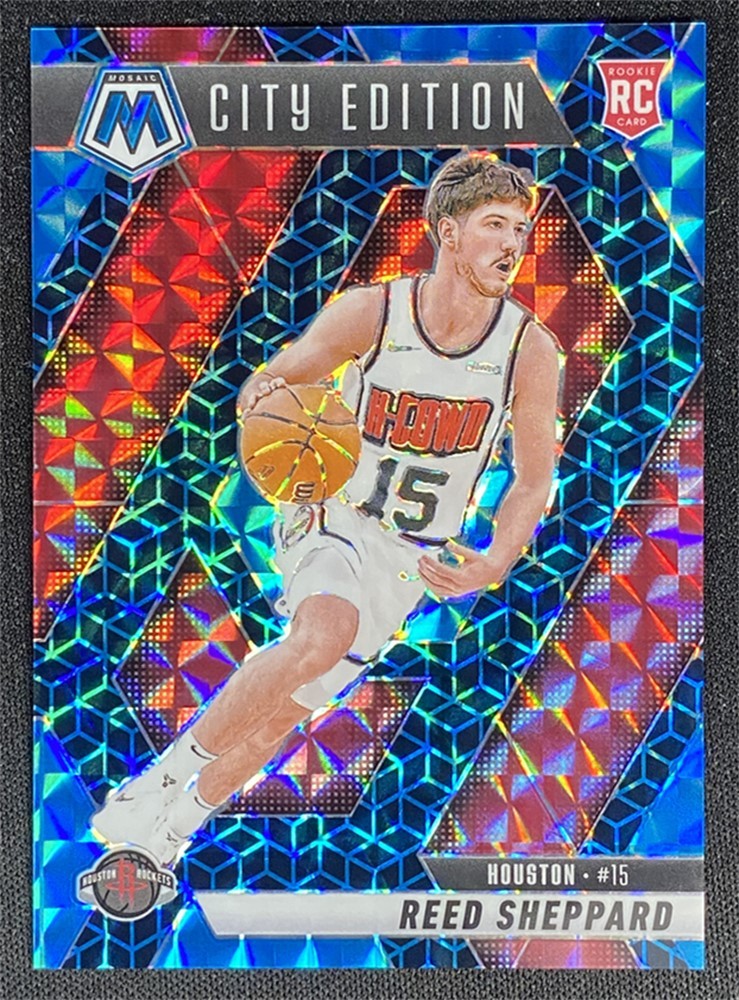 2024-25 Panini Mosaic Reed Sheppard #276 City Edition Spectris Blue FOTL RC /25