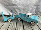 VINTAGE 1960s TONKA TOYS 14" BLUE PICKUP TRUCK & BOAT SERVICE TRAILER No Boats