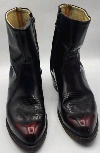 Vintage Side Zip Ankle Boots Men’s Size 9 M Brown Leather Lift Insoles - Picture 3 of 17