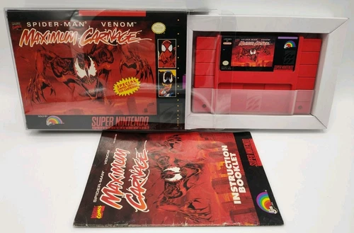 Spider-Man & Venom: Maximum Carnage - (SNES, 1994) *VGC w/ Manual* Tested! READ!