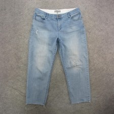 Wit Wisdom Jeans Womens 16W Light Wash Blue Distressed Raw Hem Stretch Denim