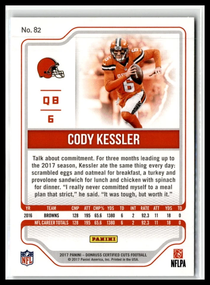 Cody Kessler 2017 Donruss Certified Cuts #82 Cleveland Browns - Image 2 of 2