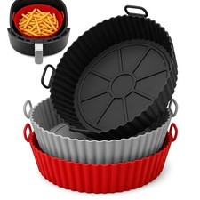 SAMNATE Silikon Luft Friteuse Einlagen 3er Pack - 16" x 10", Pink + Schwarz + Rot + Grau