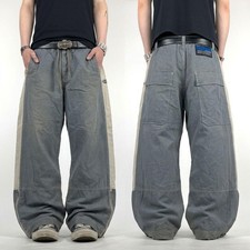 Vintage y2k grunge faded grey skater baggy wide leg archive rare jeans