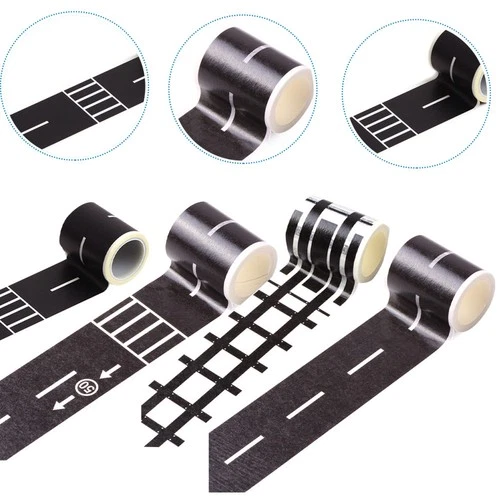 4 Rolls DIY Traffic Road Decal Railway Road Tape Sticker Toy Washi Tape