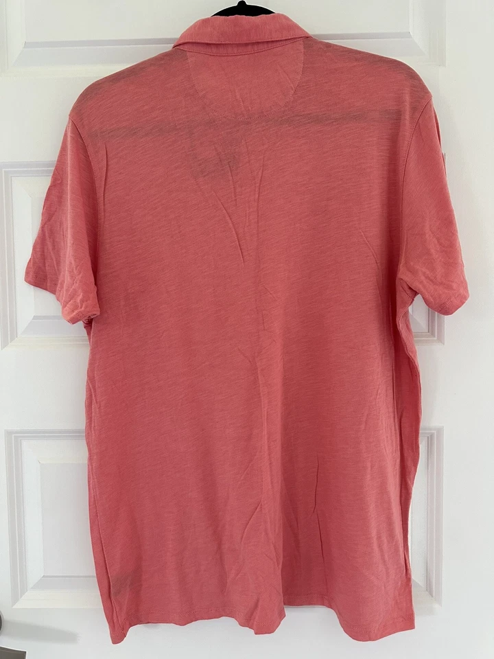Nuevo con etiquetas Polo Toscano Para Hombre Talla M Manga Corta Mezcla de Algodón Coral Quemado Foto 3 de 4