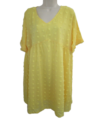 Simple Flavor Yellow Swiss Dot Empire Waist V-neck Short Sleeve Dress L New | eBay Simple Flavor Yellow Swiss Dot Empire Waist V-neck Short Sleeve Dress L New | eBay