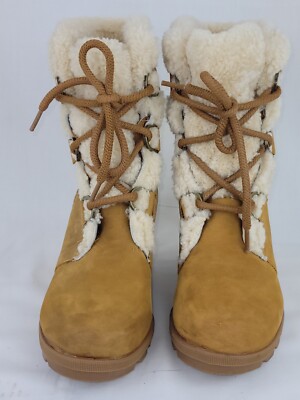 Sorel Joan Of Arctic Wedge II Shearling Camel Winter Boots NL3021