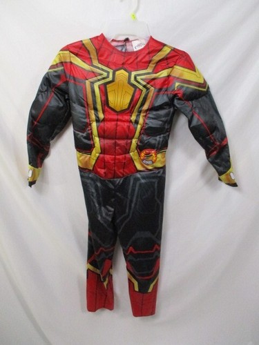 Spiderman Costume Boys Medium Gold Marvel Avengers Padded Jumpsuit Only Red