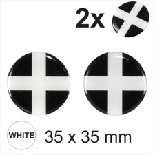 2x 35 mm Diameter Cornwall Cornish Flag England Round Sticker Gloss Domed Gel 3D
