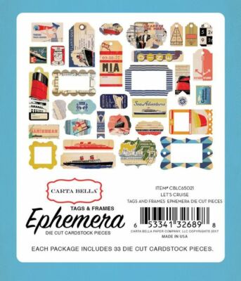 CARTA BELLA EPHEMERA FRAMES TAGS LETS CRUISE SHIP DIE CUT CARDSTOCK