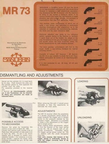 Manurhin c1972 MR73 Revolvers & Manual
