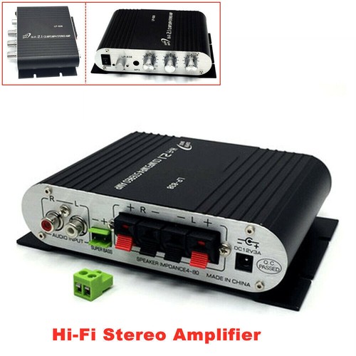 Car Hifi 2.1CH Channel Amplifier Stereo Subwoofer Audio Super Bass For MP3 PC