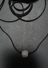 Black silk cotton polyester cord string for necklace, black 5 yards, 3mm