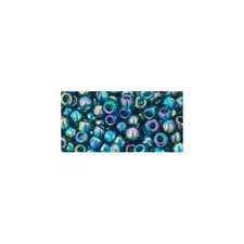 6/0 TOHO ROUND Transparent Rainbow Teal Seed Bead (8g)