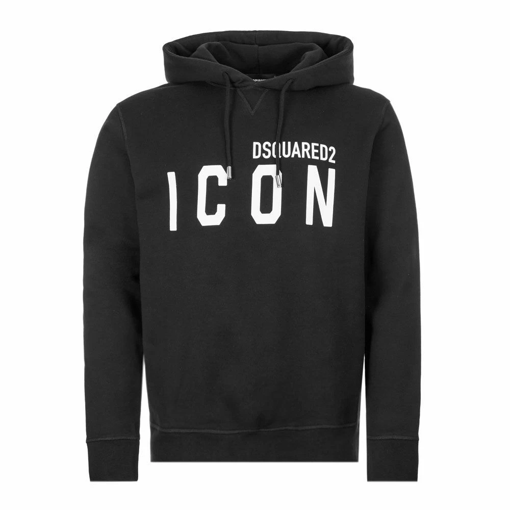 DSQUARED2 Icon Printed Hoodie Black White Small S