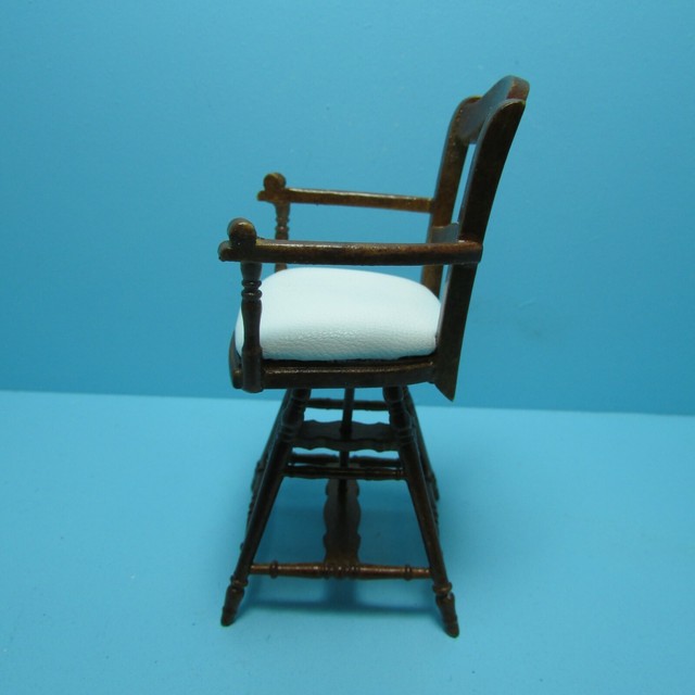 Dollhouse Miniature Wood Victorian Childs Barber Chair Platinum