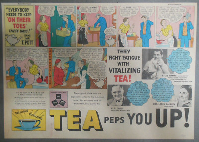  Tea Peps You Up!: Everybody Needs To Keep On Their Toes ! 1930's 11 x 15 inches