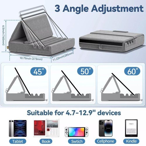 Tablet Pillow Holder Foldable iPad Stand for Lap Bed and Desk Universal Soft Pad - 第 7/12 張圖片