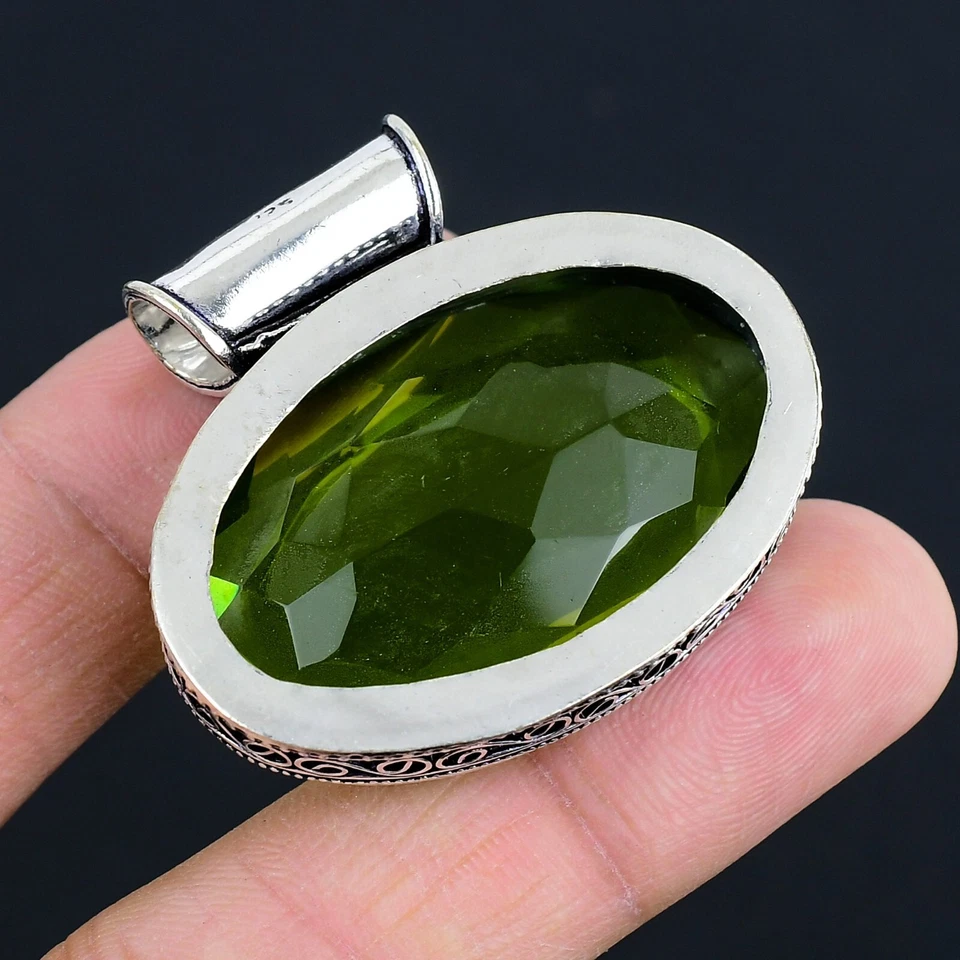 Peridot Gemstone Handmade 925 Sterling Silver Jewelry Pendant JJ-215 - Image 4 of 4