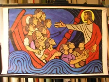 School Wall Picture Patmos 9 The Storm On The Sea Gospel Mark 4 36-41 Vintage