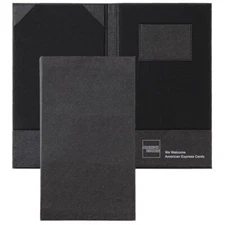 AMEX Premium Large Hard Cover-Black Silver-Double Panel Check Presenters 2 Pk