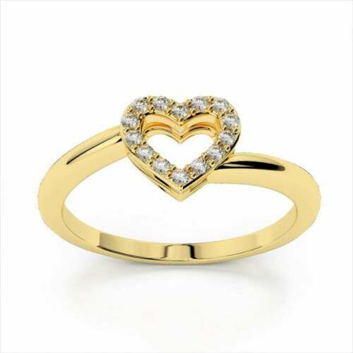 0.20Ct Heart Shape D Color Moissanite Wedding Ring 14K Real Yellow Gold Size 6 7 - Bild 1 von 4