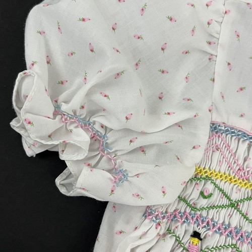 Vintage Fructuoso Girl's 4/5 Mini Rosebud Smocked Dress Prairie Cottagecore - Picture 6 of 11