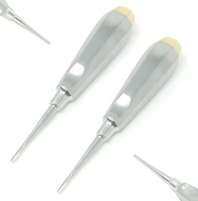 2 Assorted Luxating Dental Apical Root Elevators Straight 2mm + 3mm Gold 