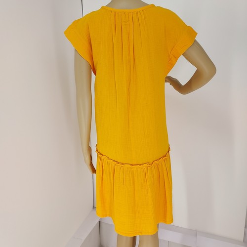 VESTIDO LOFT NARANJA MANGA GORRA ESCOTE DIVIDIDO INFORMAL VOLANTE TALLA: XL NUEVO CON ETIQUETAS 100% ALGODÓN - Imagen 8 de 8