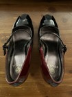 ISOLA Gorgeous Black/Burgundy Patent Leather Mary Jane Peep-Toe Pumps, Size 9 — photo 5