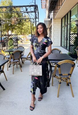 ZARA NWT WOMAN SS24 PRINTED SATIN EFFECT MIDI DRESS BLACK/GREEN  2398/113