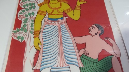 Indian Pantheon Framed 1938 Colored Lithograph Brihaspati Picture,Italy! - Picture 4 of 11
