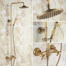Antique Brass Bathroom 8" Round Rain Shower Head Faucet Set Mixer Tap frs824
