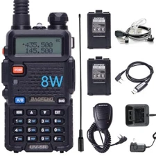 Baofeng UV-5R 8W Two-Way Radio Handheld Dual Band Radio Walkie Talkie Extra Pack
