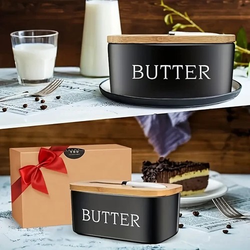 Butter Dish with Lid, Large Butter Dish for Countertop,Ceramic Butter Keeper Con - Picture 3 of 4