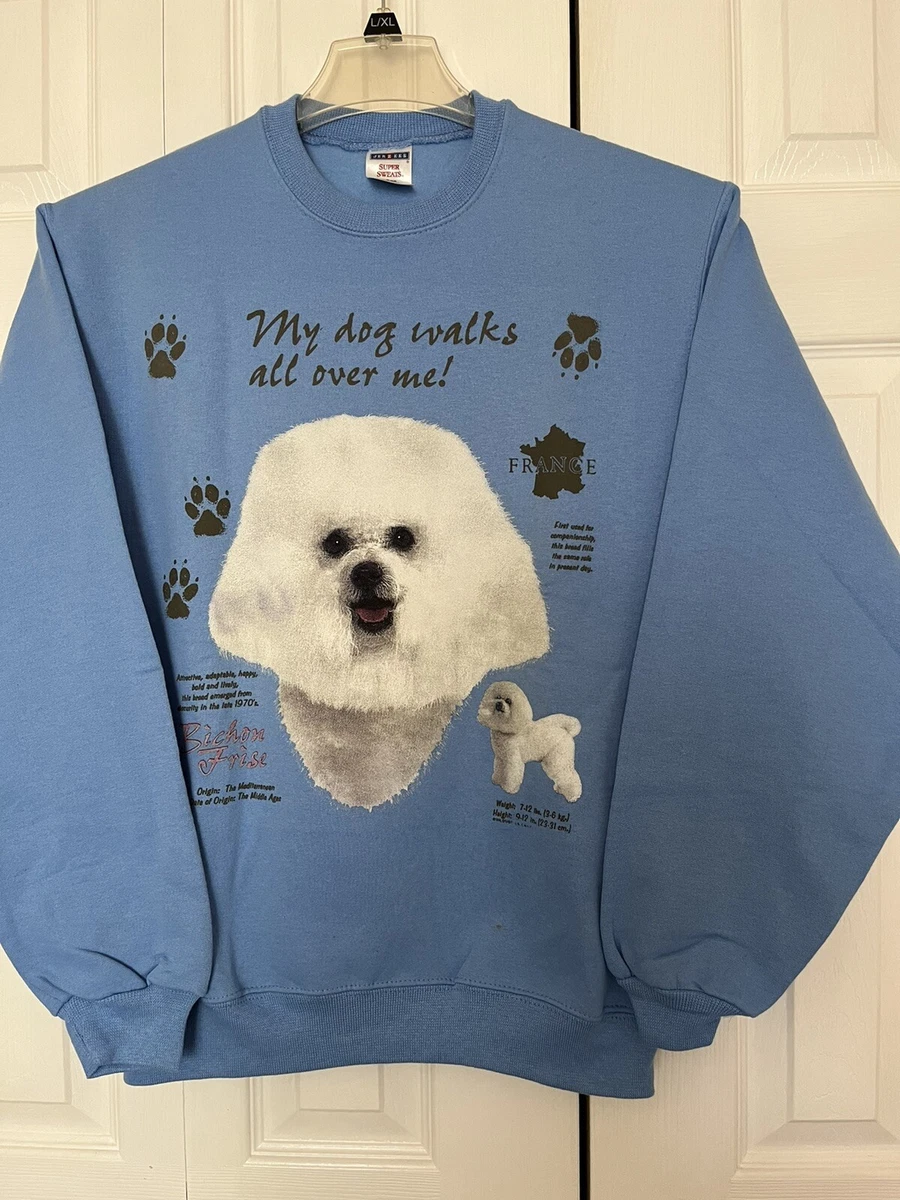 Bichon Frise Graphic Sweatshirt Adult Small Light Blue Unisex Jerzees New