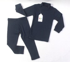 Kids Navy Blue Thermal Innerwear Set Warm Winter Base Layer for Boys Girls