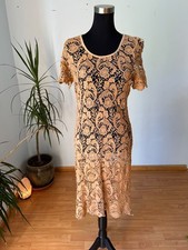 Vtg Charlotte Russe Crochet Dyed LACE Dress Sz M Light Orange BOHO Cottage Core